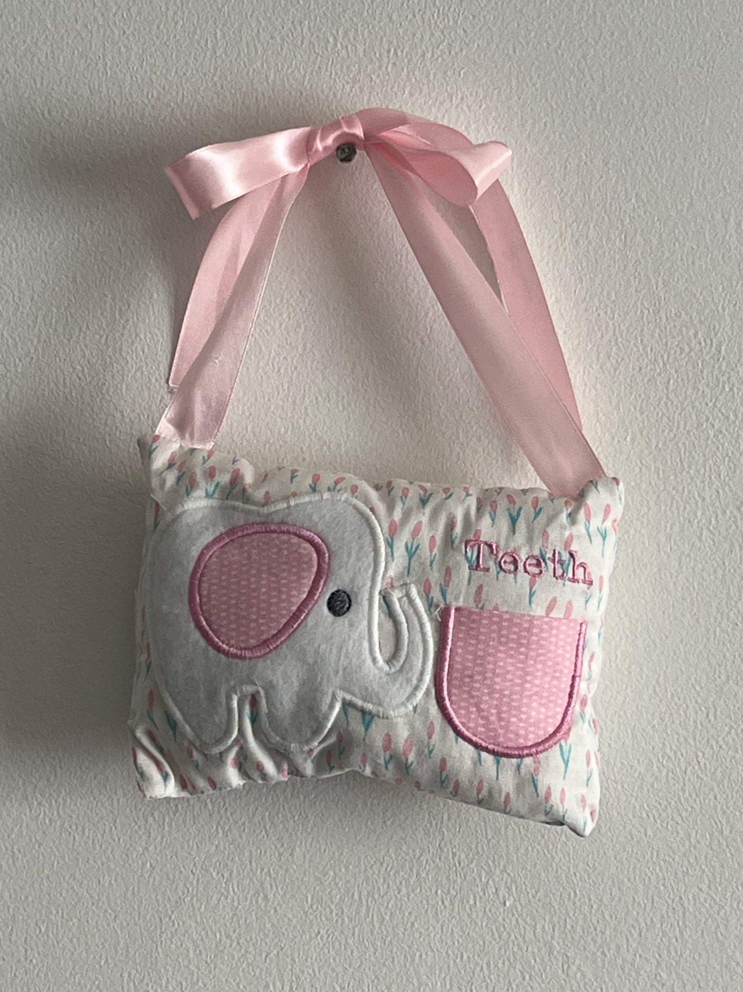 Tooth Fairy Cushions - Pink - Elephant - Floral Background