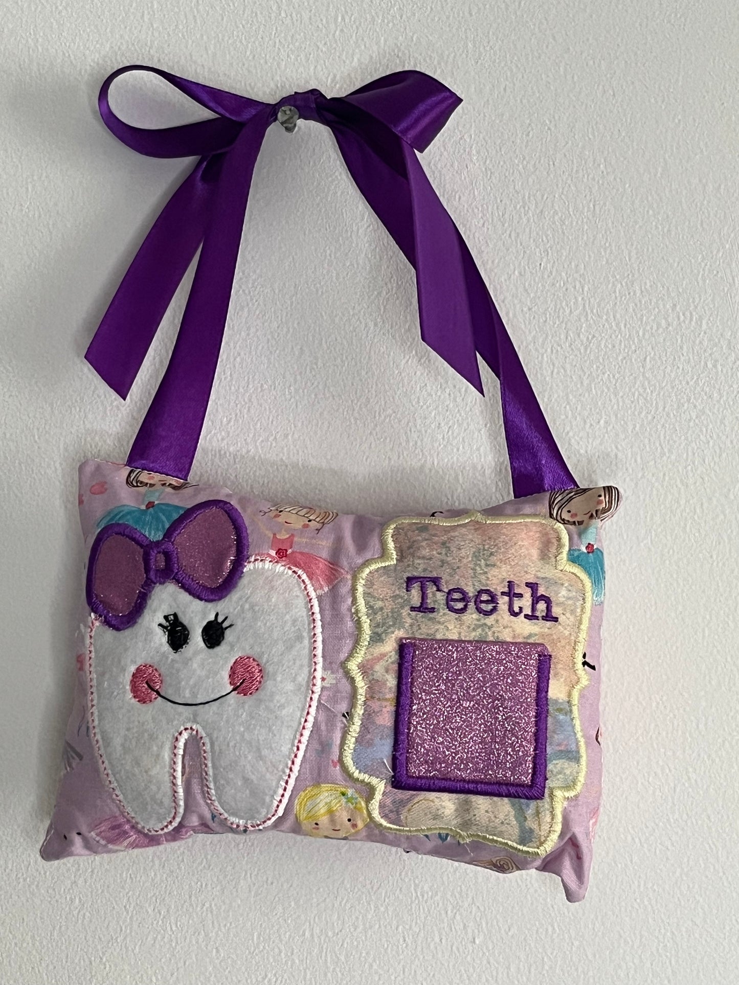 Tooth Fairy Cushion - Purple - Ballerinas - Tooth - Bow