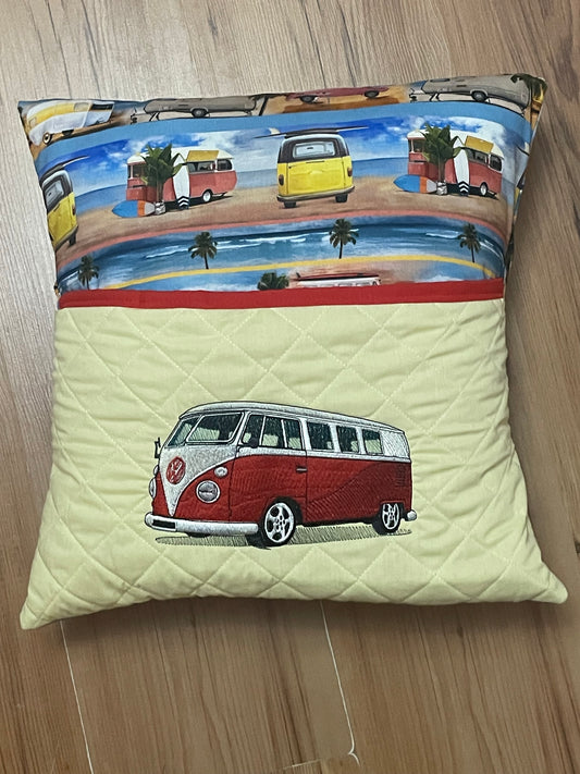 Reading Cushion - Camper Van with Yellow Pocket